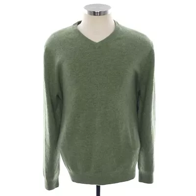 Christian Lacroix 2 Ply Cashemere Solid Green V Neck Long Sleeve Sweater Mens XL • $49.97