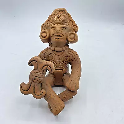 Vintage Aztec Inca Mayan Mexico Folk Art Warrior Pottery Red Clay Figure • $28.95