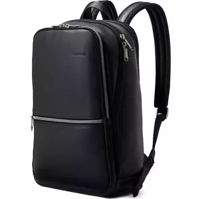 Samsonite Classic Leather 14.1  Laptop & Tablet Slim Backpack Black 26036 • $179