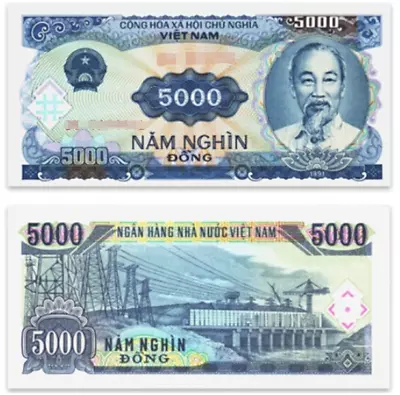 Vietnam 5000 DOLLARS BANKNOTE CURRENCY VND 5000 Vietnamese Dong 1991 UNC • $0.99