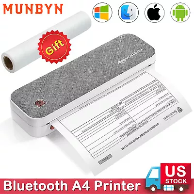 MUNBYN Portable A4 Bluetooth Thermal Printer US Letter Size Printer For PC Phone • $65.99