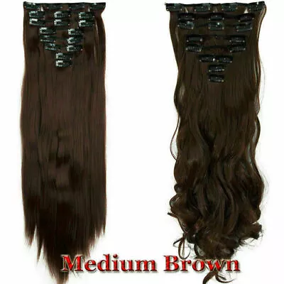 Mega Thick 8PC/Set Standard Weft As Human Hair Full Head Clip In Hair Extensions • $11.99