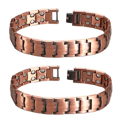 2PCS Men's Copper Dual Magnetic Arthritis Bracelet Adjustable Wristband Gift USA • $11.46
