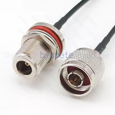 N Male To N Female Bulkhead LMR100 LMR-100 Coaxial Cable Kable 50ohm Pigtail Lot • $5.05