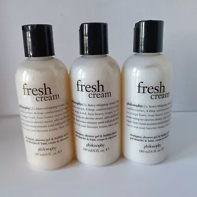 Philosophy Fresh Cream Shampoo Shower Gel And Bubble Bath 6 Fl. Oz. Each Set 3 • £20.89