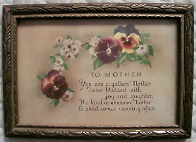  To Mother  Small Framed Motto - 6  X 4  - Dated 1941 • $8.99