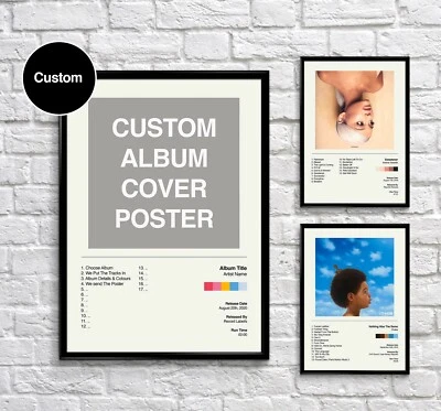 £12 • Buy Personalised Music Print, Custom, Gifts, Album Cover, Wall Art, Poster