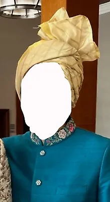 Indian Turban Pagri Pagadi Safa Hat Maharajah Wedding Bollywood Costume Gold • $9