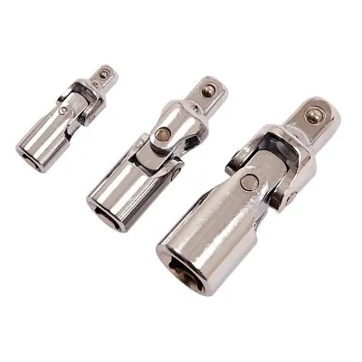 3pc UNIVERSAL SOCKET JOINT SET 1/4  3/8  & 1/2  Drive Wobble Uj Swivel Extension • £8.95