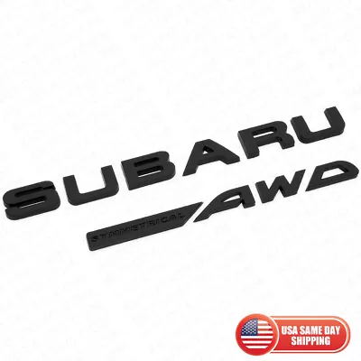 Black Matte SUBIE Symmetrical AWD Car Rear Trunk Emblem Sticker Decal Sport • $19.99