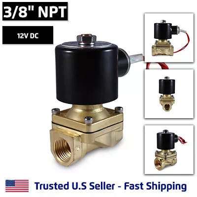 3/8  12V DC Electric Brass Solenoid Valve Water Gas Air 12 VDC - FREE SHIPPING • $44.95