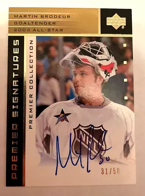 MARTIN BRODEUR 2002-03 UD Premier Collection Signatures Gold #ASMB AUTO 31/50 • $150