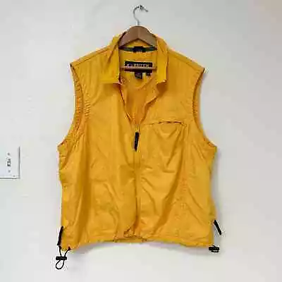Vintage 90s Mens Eddie Bauer EBTEK Full Zip Yellow Windbreaker Vest Jacket L • $31.50