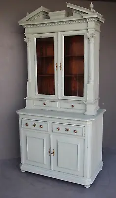 $5695 • Buy Antique Neoclassical Georgian Palladian Bookcase Hand Painted Grey Carved Oak