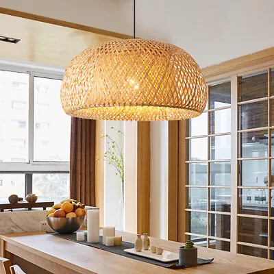 $43 • Buy Pendant Light Vintage Bamboo Wicker Rattan Shade Hanging Ceiling Lamp Fixture US