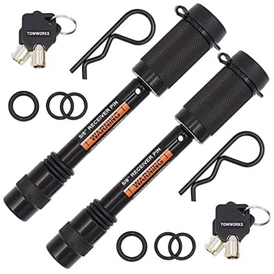 $49.99 • Buy TRAILER HITCH LOCK SET Keyed Alike Locking Pin Black 2-Pack 5/8″