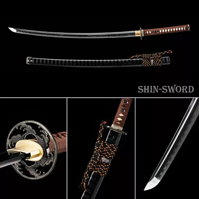 Kobuse Japanese Clay Tempered Folded Steel Samurai Katana Sword Razor Sharp Top • $258