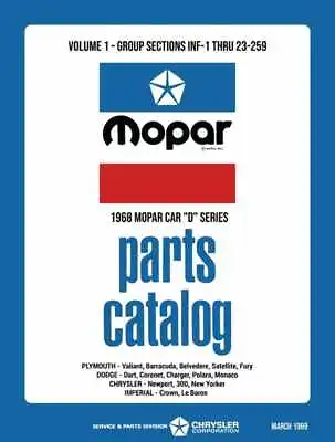 Parts Catalog For 1968 Mopar Car Body And Chassis Parts Catalog (2 Vol) • $165.29