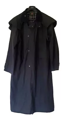 £59.95 • Buy GREEN BELT WAX OILSKIN COAT DUSTER NAVY BLUE Mens XXL MADE In ENGLAND 