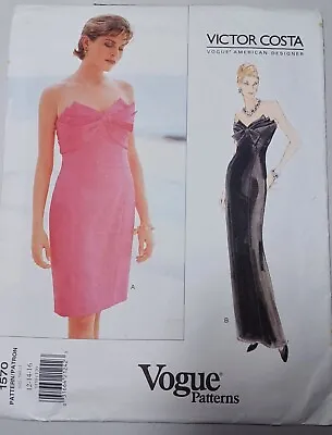 UC FF Sz 12-14-16 Vtg Victor Costa 1570 Vogue Designer Formal Dress Pattern • $19.99