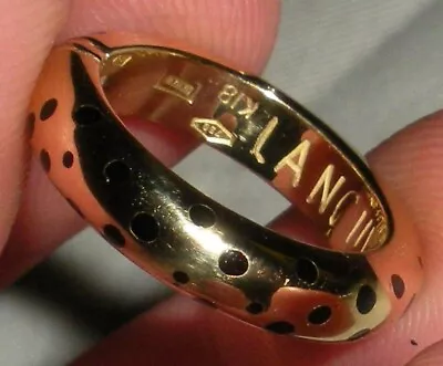 VINTAGE LA NOUVELLE BAGUE 18K GOLD BLACK ENAMEL POLKA DOT WEDDING BAND RING Tuvi • $950