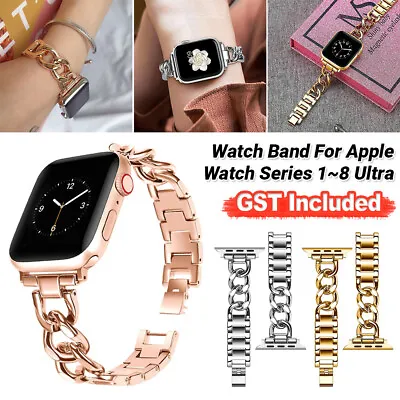 $11.04 • Buy NEWMetal Strap  Band For Apple Watch Series 8 7 6 5 4 3 2 1Women Stainless Steel