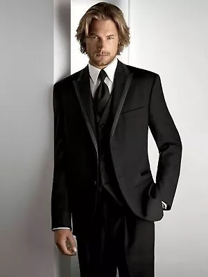 Men Black Suits Designer Elegant Luxury Wedding Dinner Suits (Coat+Pant+Vest) • $152.99