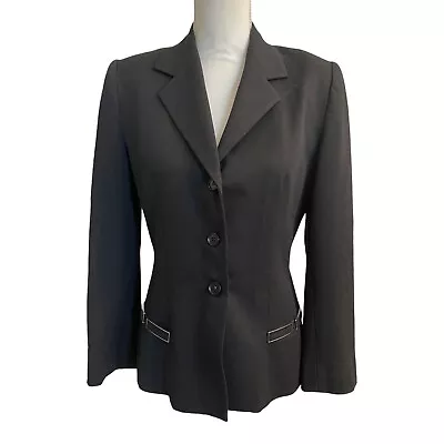 Vertigo Paris Womens Black 3 Button Blazer Silver Trim Accent Belt Size Medium • $32.99