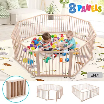 Kidbot Wooden Baby Playpen Kids Activity Centre Foldable Fence Outdoor Playard • $159.95