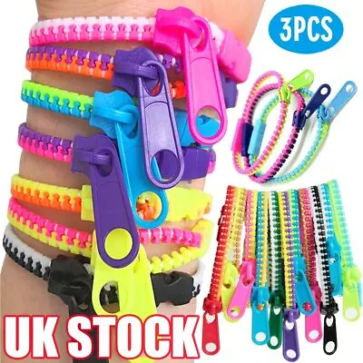 3PCS Zipper Bracelets Sensory Fidget Zip Stress Anxiety Relief Stim Toy Autism & • £4.81