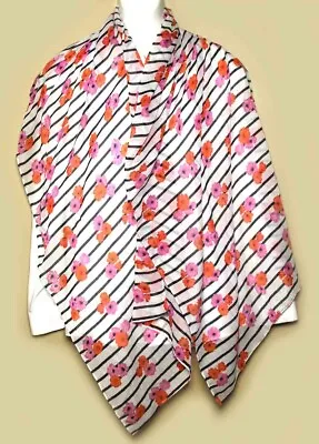 J. Crew Scarf Sheer Cotton Blend Floral Striped Multicolor Women's 78  X 21.5  • $15.99