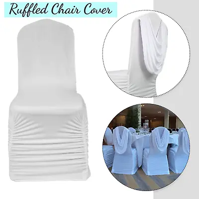 £6.29 • Buy Ruffled Chair Covers Banquet Wedding Party Dining Deco Modern Washable Slipcover