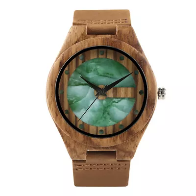 Fashion Womens Mens Watch Leather Band Quartz Analog Wood Case Wrist Watch Gifts • $26.05