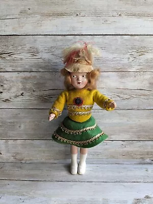 Vintage Drum Majorette Doll Plastic Painted Face Felt Uniform With Hat 8  • $22