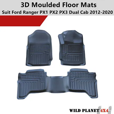 $99.95 • Buy 3D TPE All Weather Floor Mats Liner Fit Ford Ranger PX 123 MK Wildtrak Dual Cab