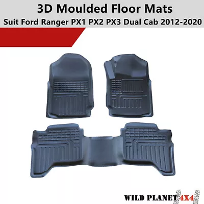 3D TPE All Weather Floor Mats Liner Fit Ford Ranger PX 123 MK Wildtrak Dual Cab • $99.95