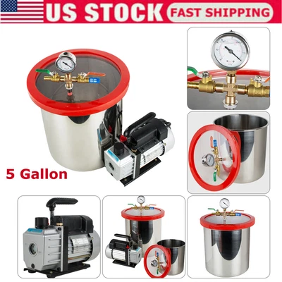 $189 • Buy 5 Gallon Vacuum Degassing Chamber Silicone Kit W/3 CFM Pump Hose USA