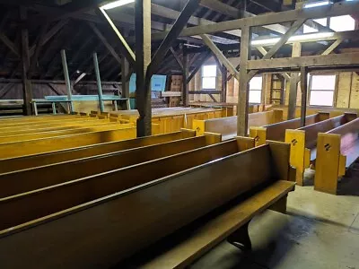 Vintage Late 1800's Church (Catholic) Pews Solid White Oak - 10 Available • $675