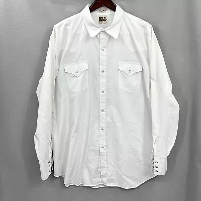 Vintage Cattleman Shirt Mens 2XL Western Pearl Snap White Tall Man Cowboy READ • $18.95