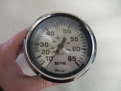 Faria Speedometer Gauge 10-65 Mph Silver Face Se9910b Marine Boat • $34.95