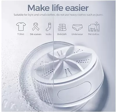 Portable Washing Machine Ultrasonic Turbine Mini Washing Machine & Dishwasher • $14.99