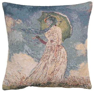 18x18 In Monet's Lady With Umbrella European Cushion Cover 100% Cotton • $51