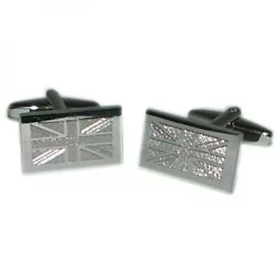 Union Jack Engraved CUFFLINKS Party Mens Accessory Birthday Present Gift Box • £17.28