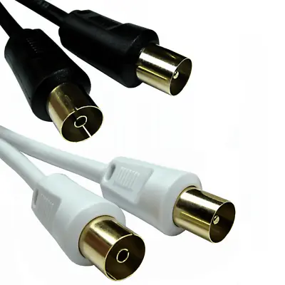 TV Aerial Extension Cable Male To Female Coaxial Lead RF Fly Lead Short Long • £1.99