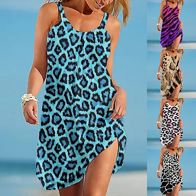$6.99 • Buy Summer Beach Dress Fashion Loose Bohemian Retro Suspender Short Dress For Women