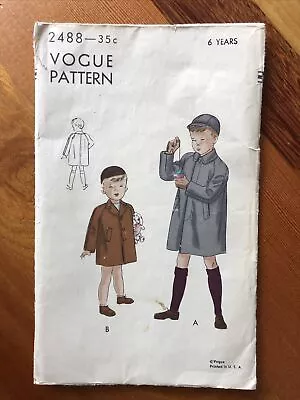 Vintage 1940’s Vogue Boys Coat & Cap Sewing Pattern Size  6 Years  #62 • $14.99