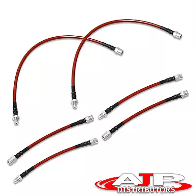 Red 6PC F+R Racing Stainless Steel Brake Line Kit Cables Set For BMW E36 E34 E32 • $44.99