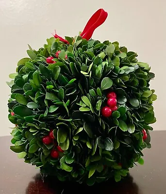 LARGE Christmas Ornament Kissing Ball MISTLETOE NATURAL LEAVES-Dyed Ht 7.5  • $20