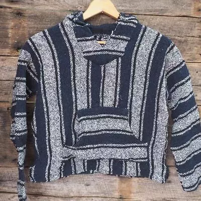 Drug Rug Baja Hoodie Surfer Mexican Sweatshirt Poncho Vintage Small • $17.49