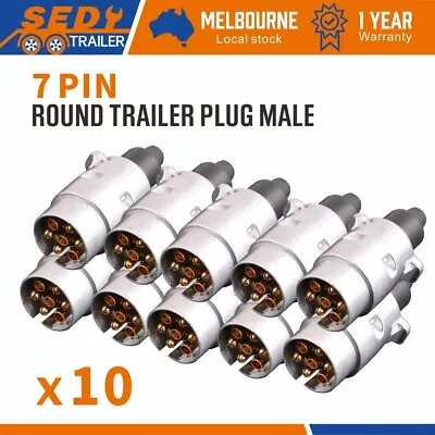10x 7 Pin Male Round Trailer Plug Metal Slim Adapter Connector Caravan Boat Part • $30.99